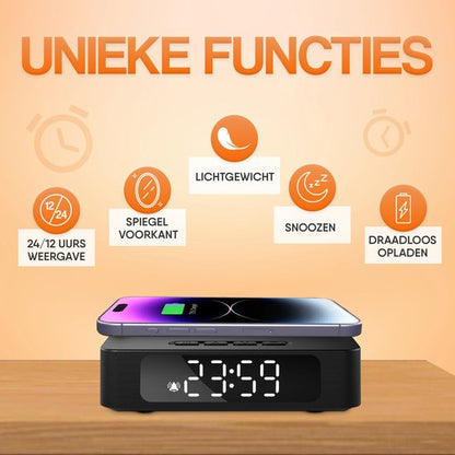 VANAVO® Digitale wekker - 15W Draadloos opladen